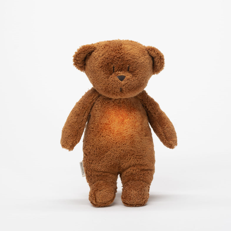 Moonie Cuddly Toy bear heartbeat and light | Caramel Natur