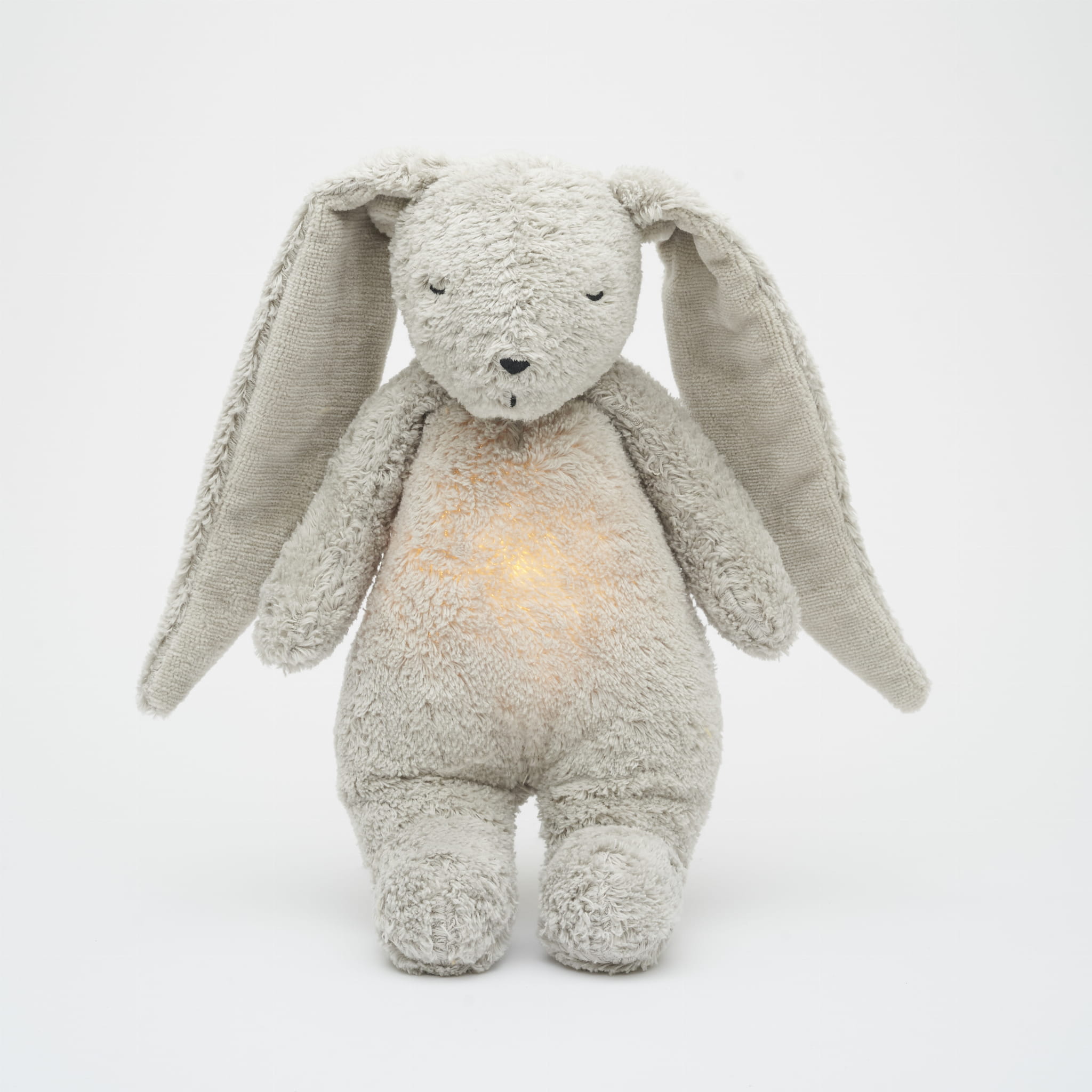 Moonie Plush Toy Heartbeat and Light | Bunny Organic Grey Natural