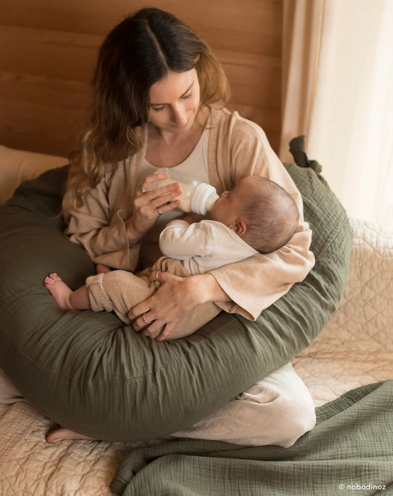 Nobodinoz Wabi Sabi breastfeeding cushion 225x35cm | Vetiver