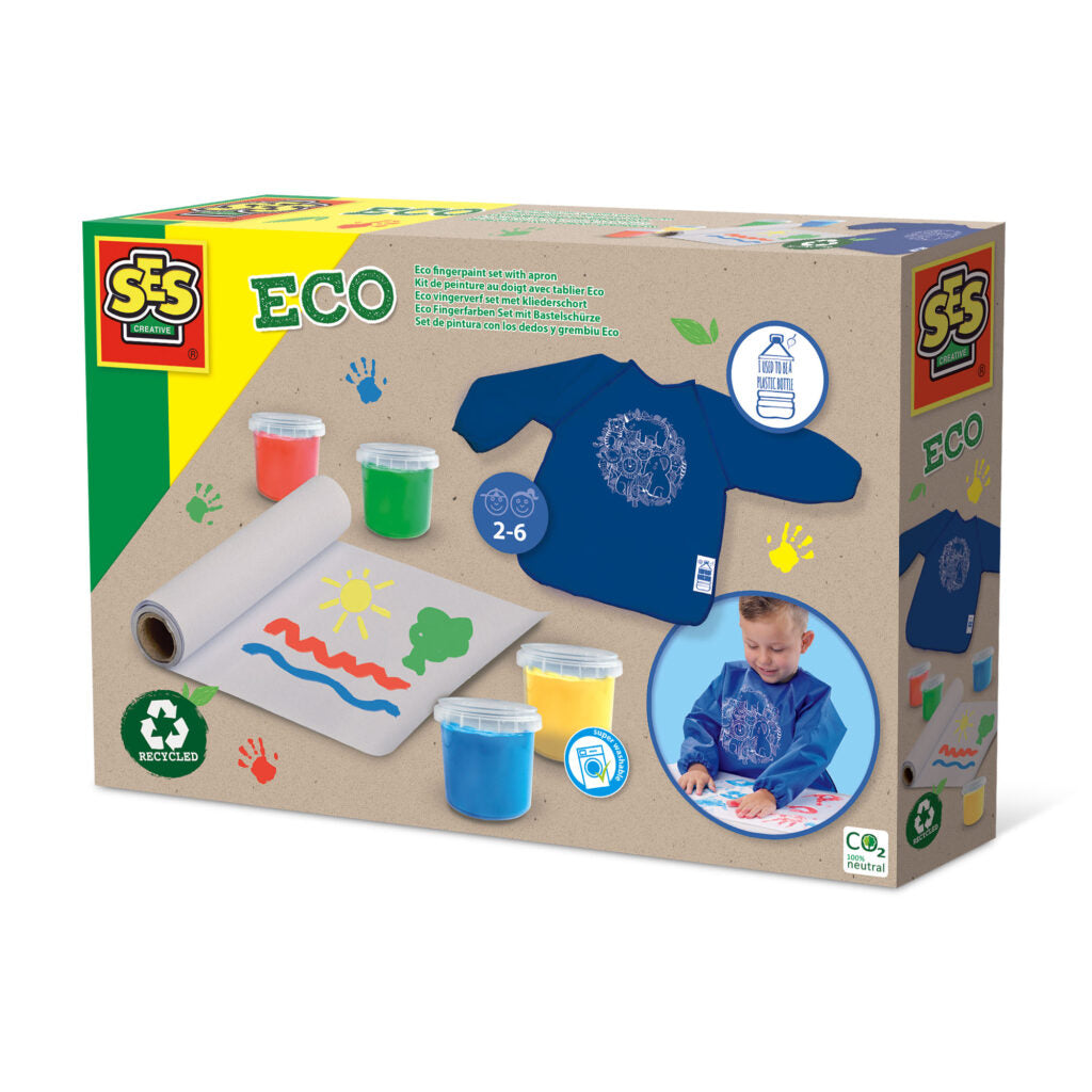 SES Creative Eco Finger Paint Set With Kliederapron