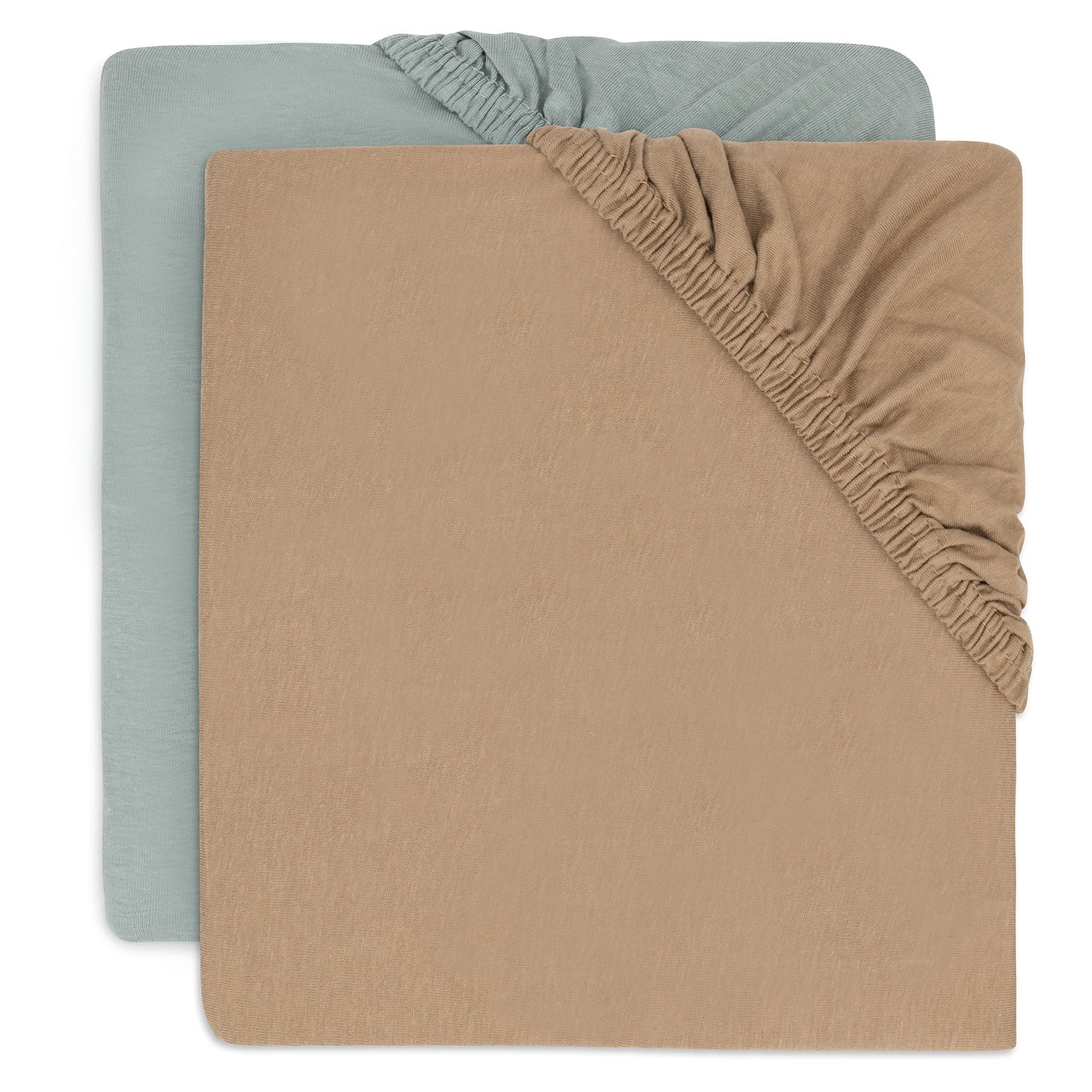 Jollein Fitted Sheet Jersey 40/50x80/90cm Sea Green/Biscuit (2Pack)