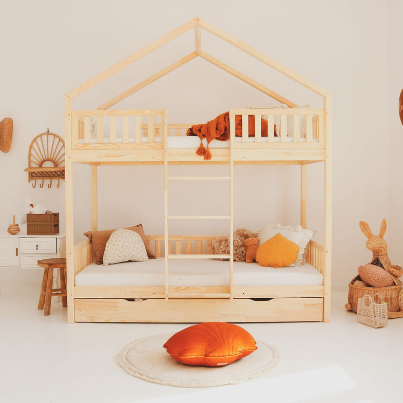 De Gele Flamingo Single Bunk Bed with drawer Tokyo Natural | 90x190cm
