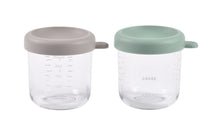 Béaba Glass Storage Jars 250ml Set 2 | Eucalyptus /Brown