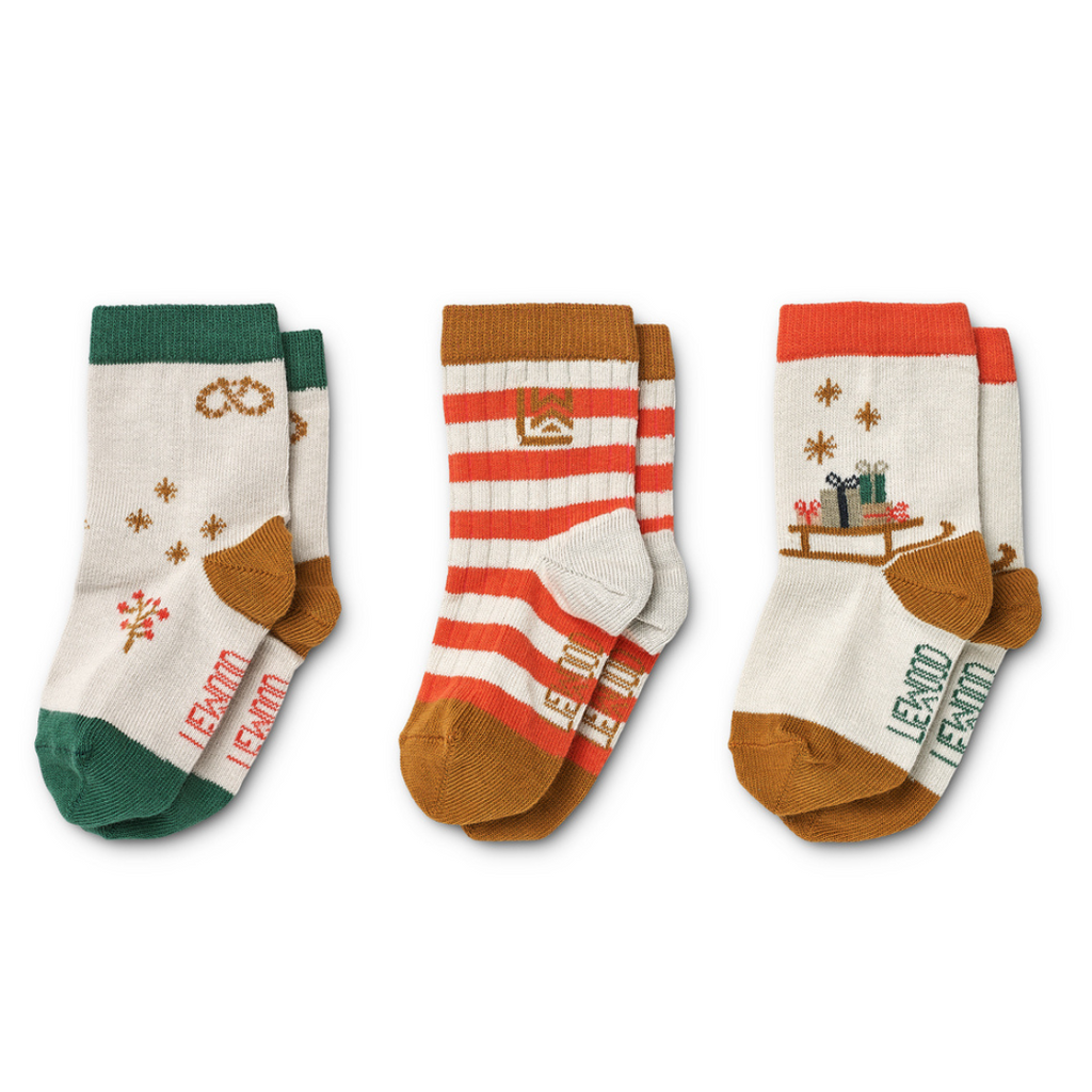 Liewood Silas Socks 3 Pack | Holiday Sandy Mix