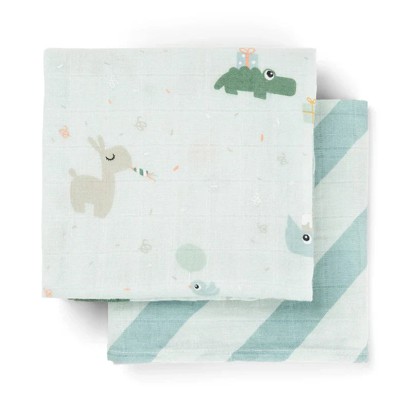 Done By Deer Muslin Cloths 2pcs | Celebration Blue
