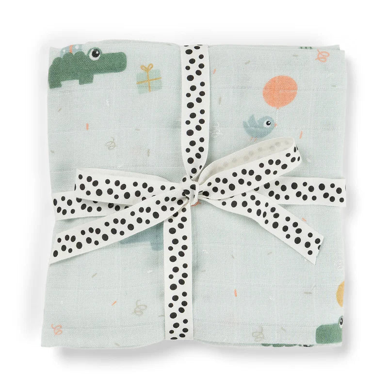 Done By Deer Muslin Cloth 120x120cm | Celebration Blue