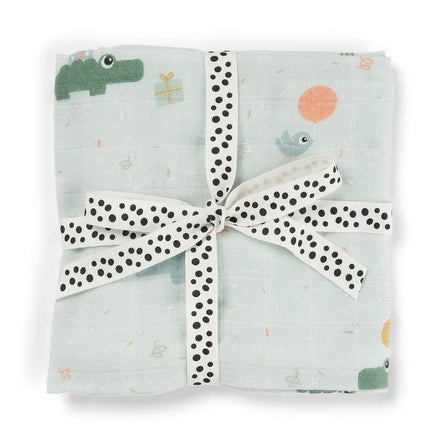 Done By Deer Muslin Cloth 120x120cm | Celebration Blue