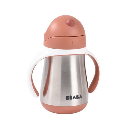 Béaba RVS Drinkbeker met rietje 250ml | Terracotta