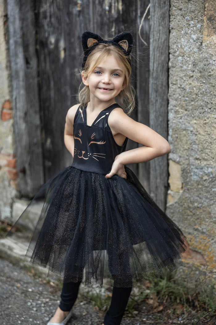 Great Pretenders Black Cat Dress With Accessory 3-4Y