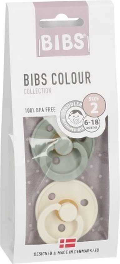 Bibs Pacifier 6+M Size 2 | Sage/Ivory