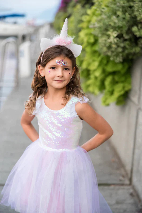 Great Pretenders Dreamy Unicorn dress iridescent/pink with hair band | 5-6Y