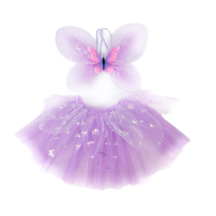 Great Pretenders Flutter Butterfly Skirt Wings & Magic Wand | Purple 4-6Y