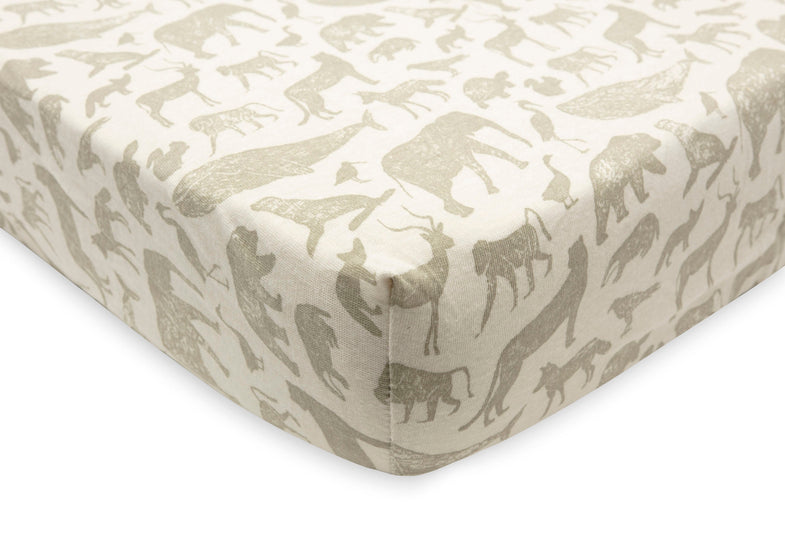 Jollein fitted sheet Jersey Crib 40/50x80/90cm | Animals Olive Green