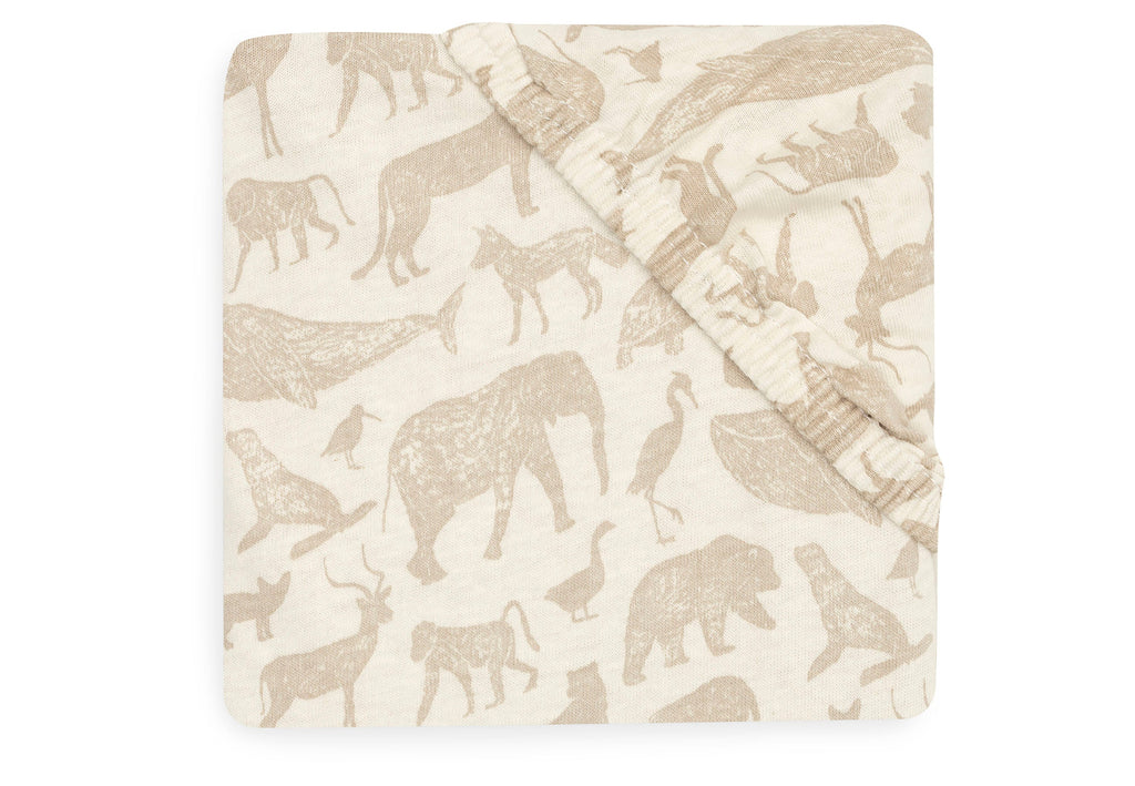 Jollein fitted sheet Jersey 60x120cm | Animals Nougat