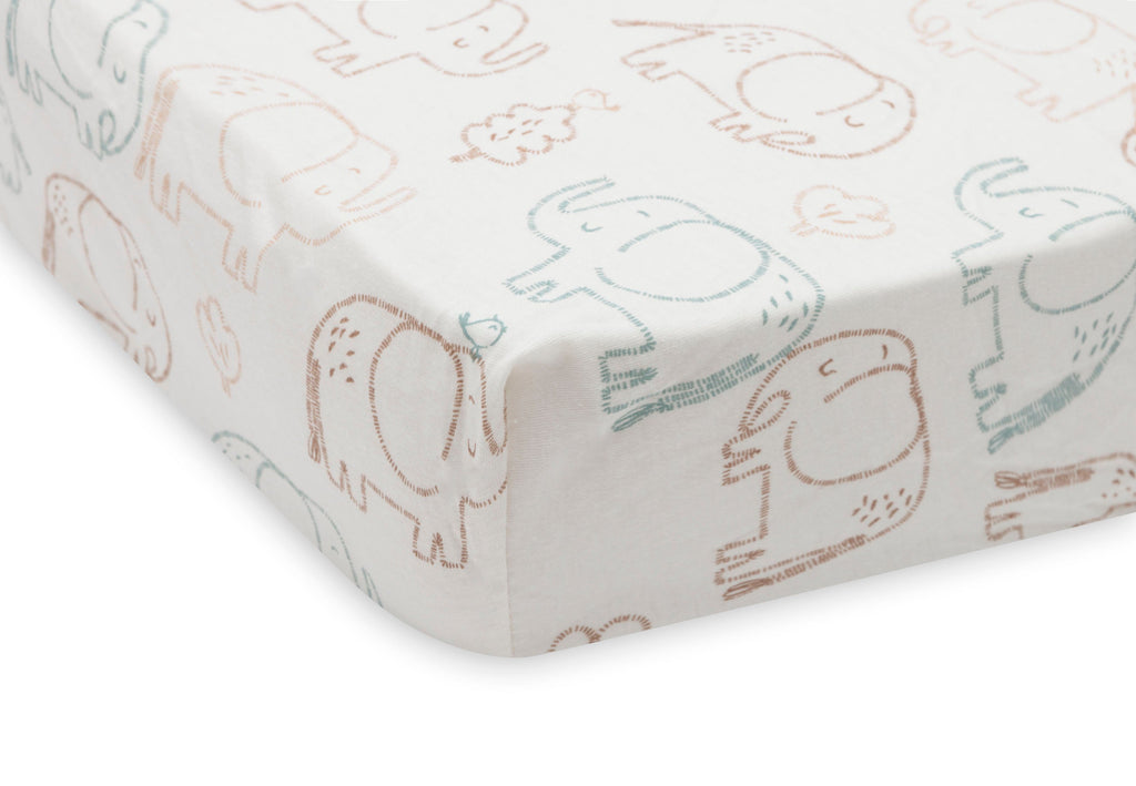 Jollein Jersey Fitted Sheet 60x120cm | Elephant Tales