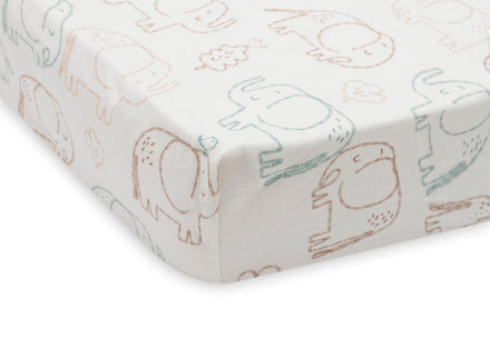 Jollein Jersey Fitted Sheet 60x120cm | Elephant Tales