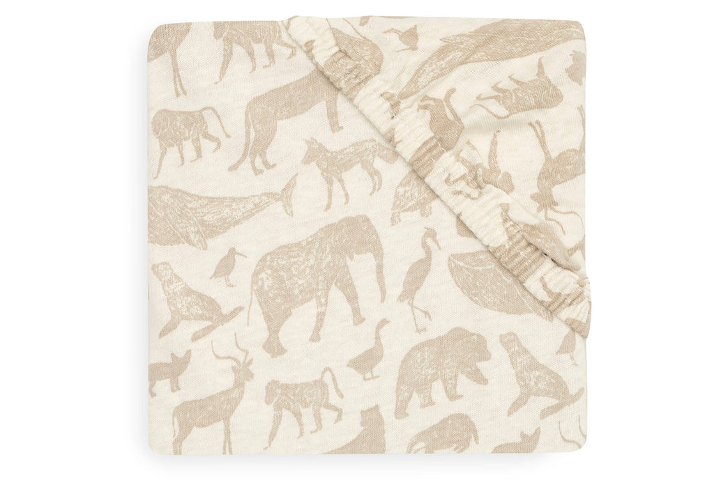 Jollein fitted sheet Jersey 70x140cm | Animals Nougat