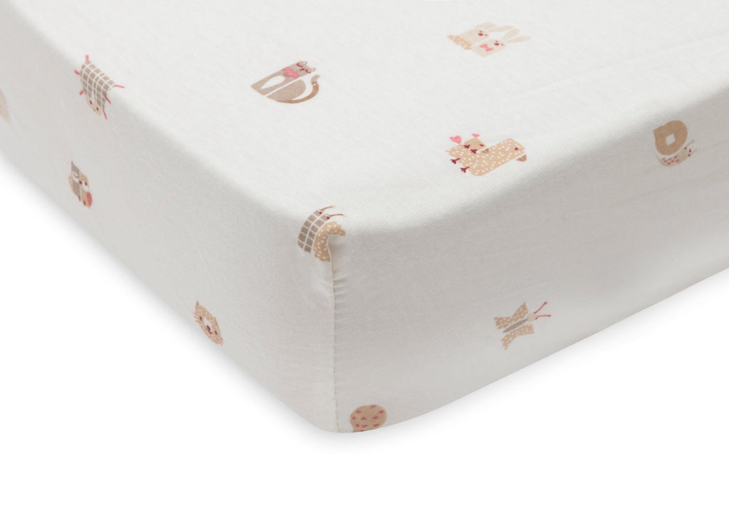 Jollein Jersey Fitted Sheet 70/75x140/150cm | Animal Friends