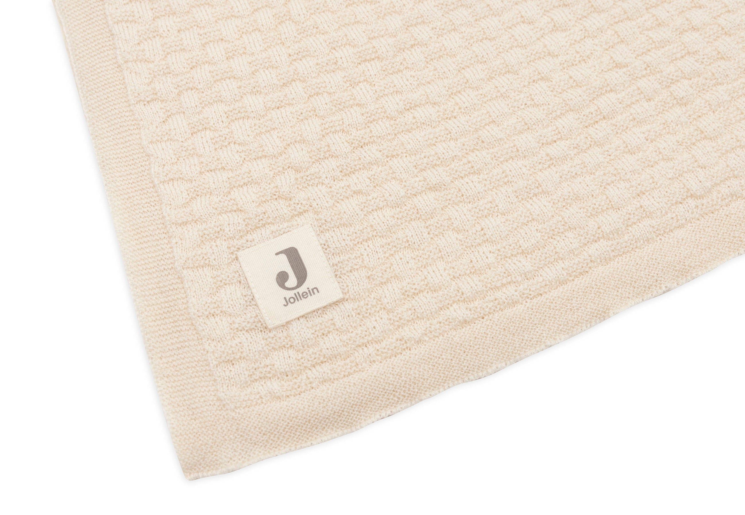 Jollein Crib Blanket 75x100cm | Weave knit merino wool oatmeal