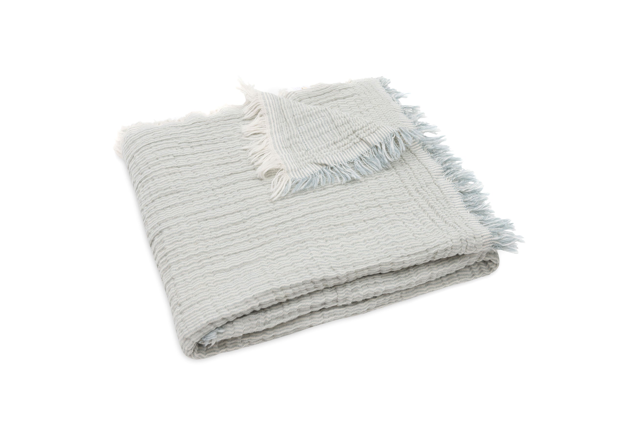 Jollein Blanket Crib 75x100cm Fringe Stripe Sea Green/Ivory Gots