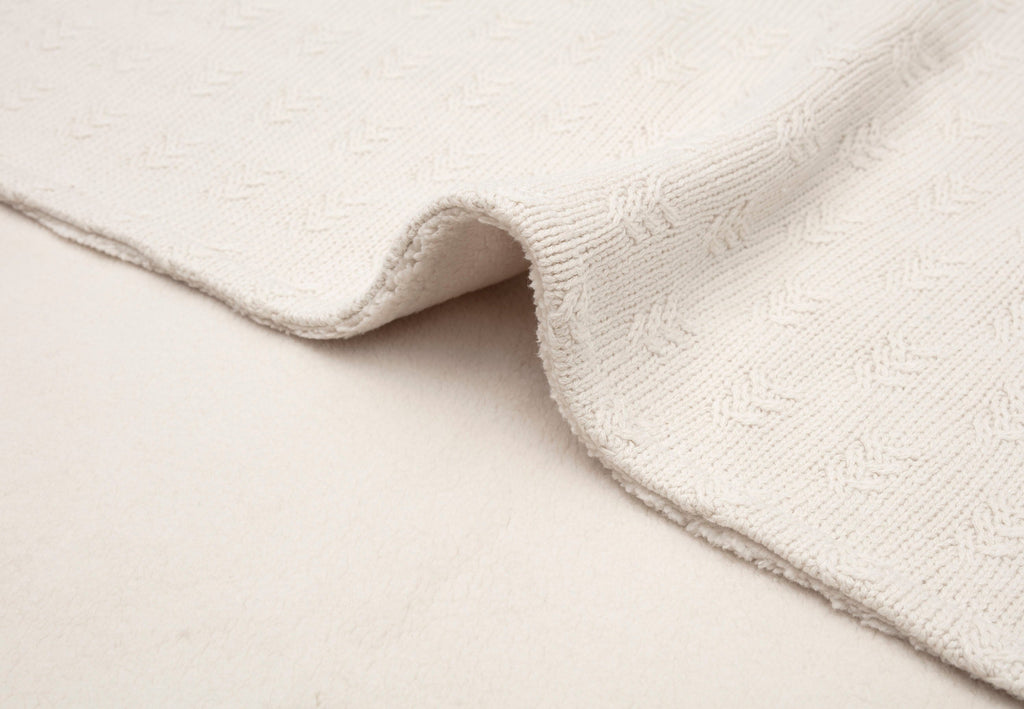 Jollein Crib Blanket 75x100cm | Grain Knit Oatmeal /Velvet