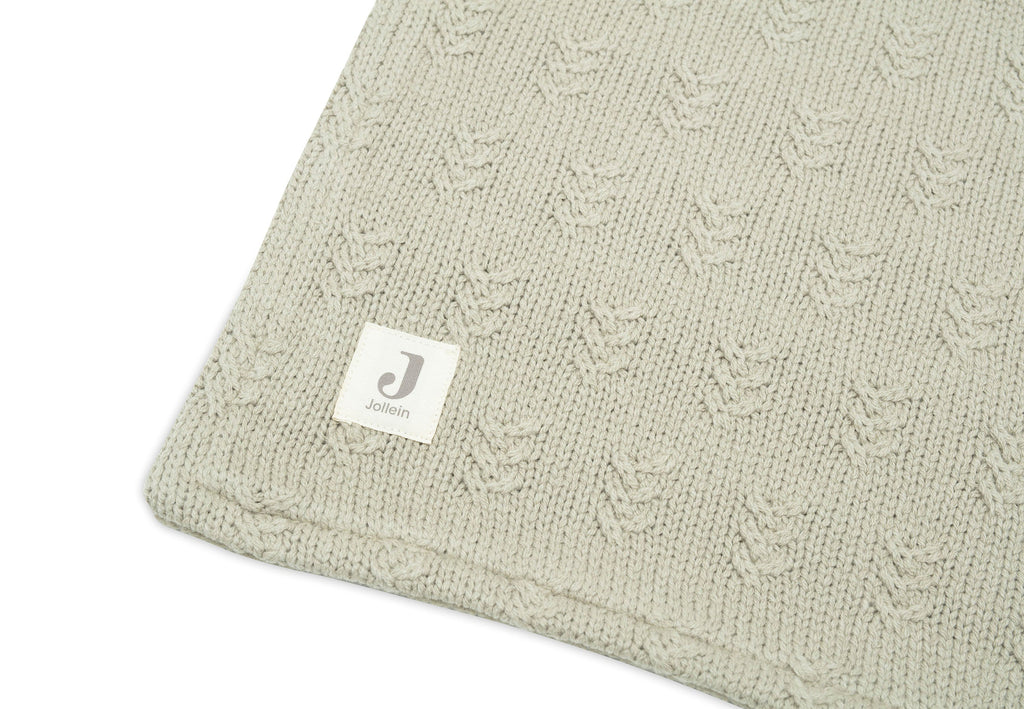 Jollein Crib Blanket 75x100cm | Grain Knit Olive Green /Velvet