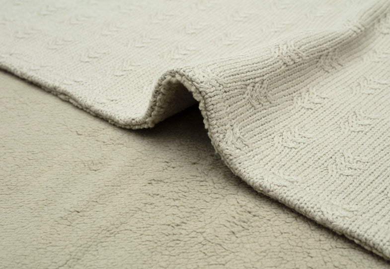 Jollein Crib Blanket 75x100cm | Grain Knit Olive Green /Velvet