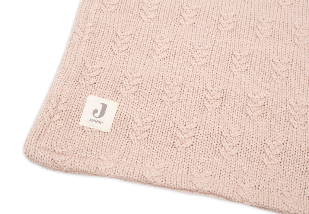 Jollein Crib Blanket 75x100cm | Grain Knit Wild Rose /Velvet