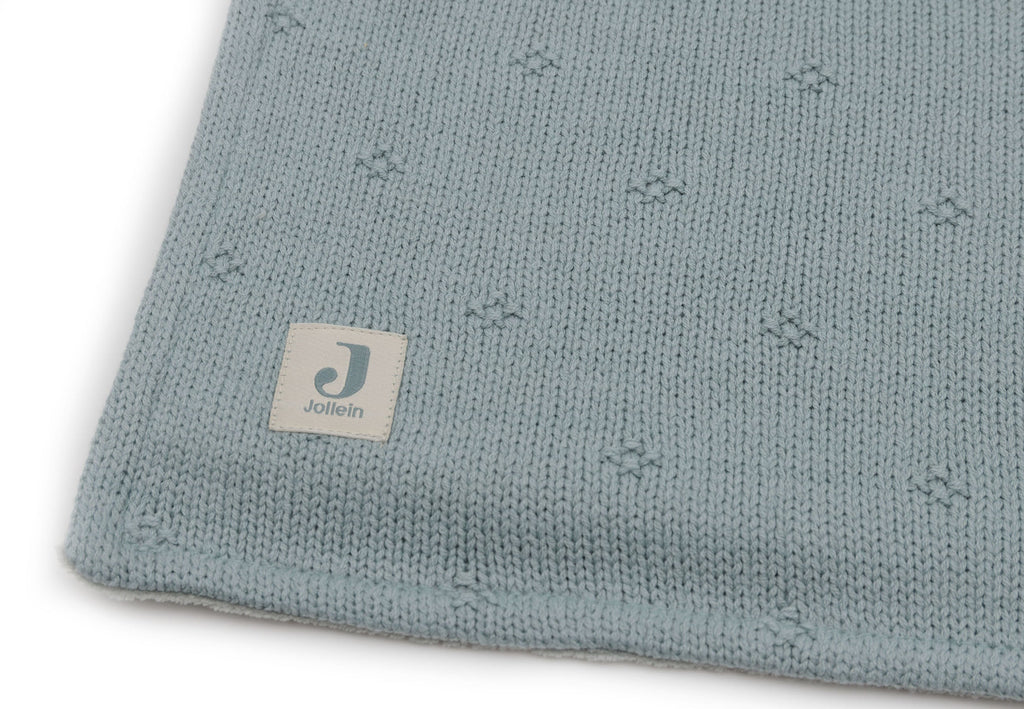 Jollein Crib Blanket 75x100cm Cozy Knit Sea Green/Velvet