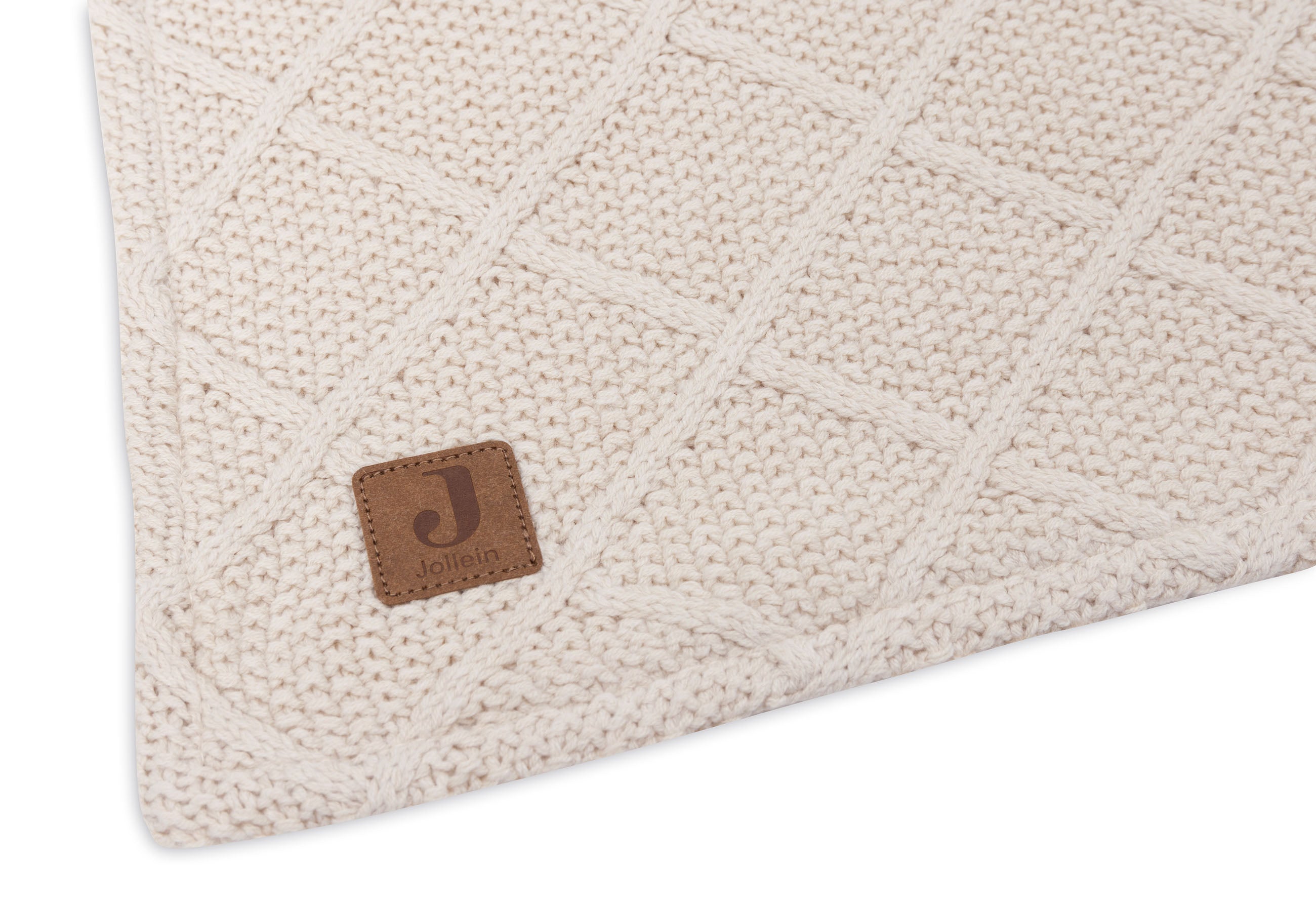 Jollein Crib Blanket 75x100cm Check Knit Oatmeal/Teddy Fleece