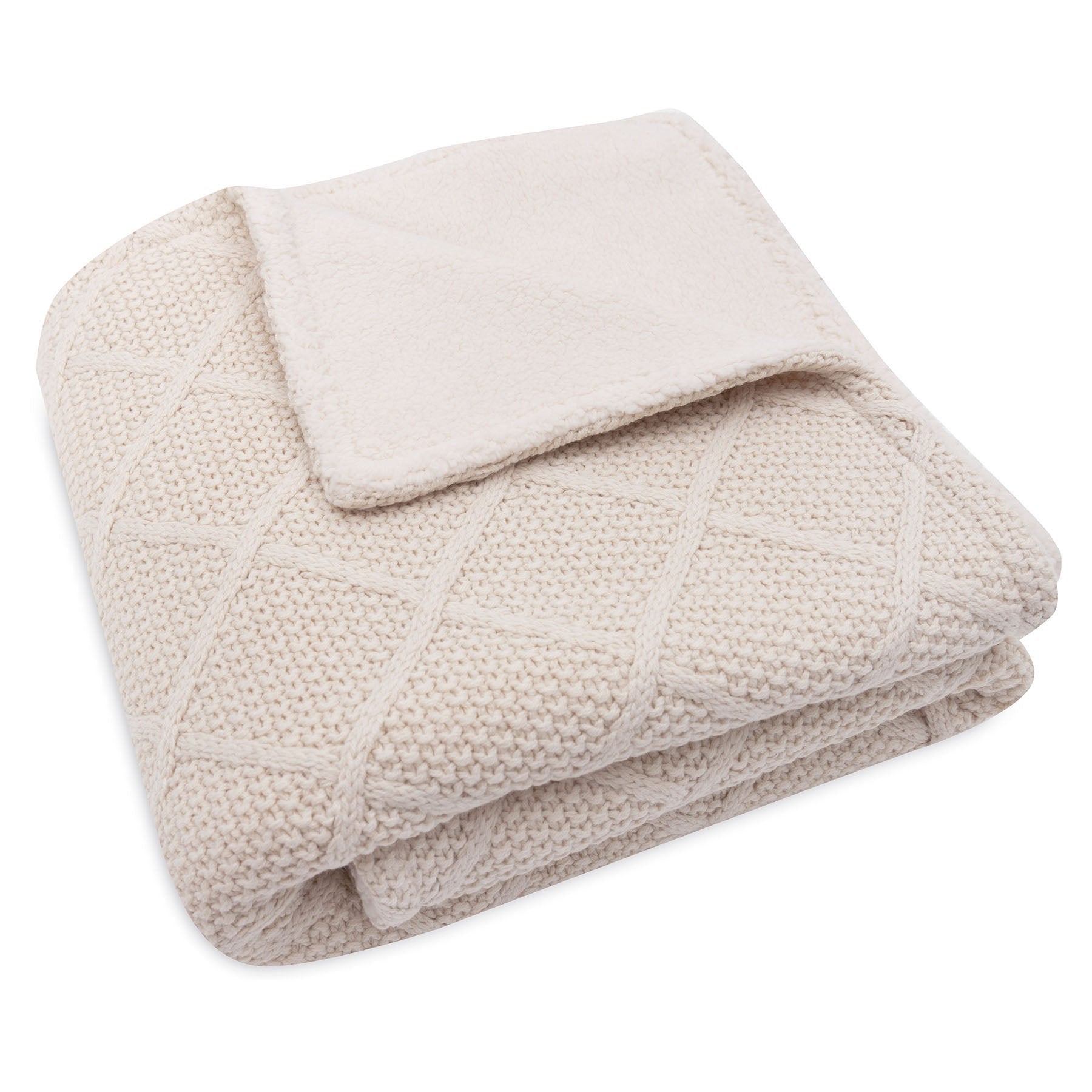 Jollein Crib Blanket 75x100cm Check Knit Oatmeal/Teddy Fleece