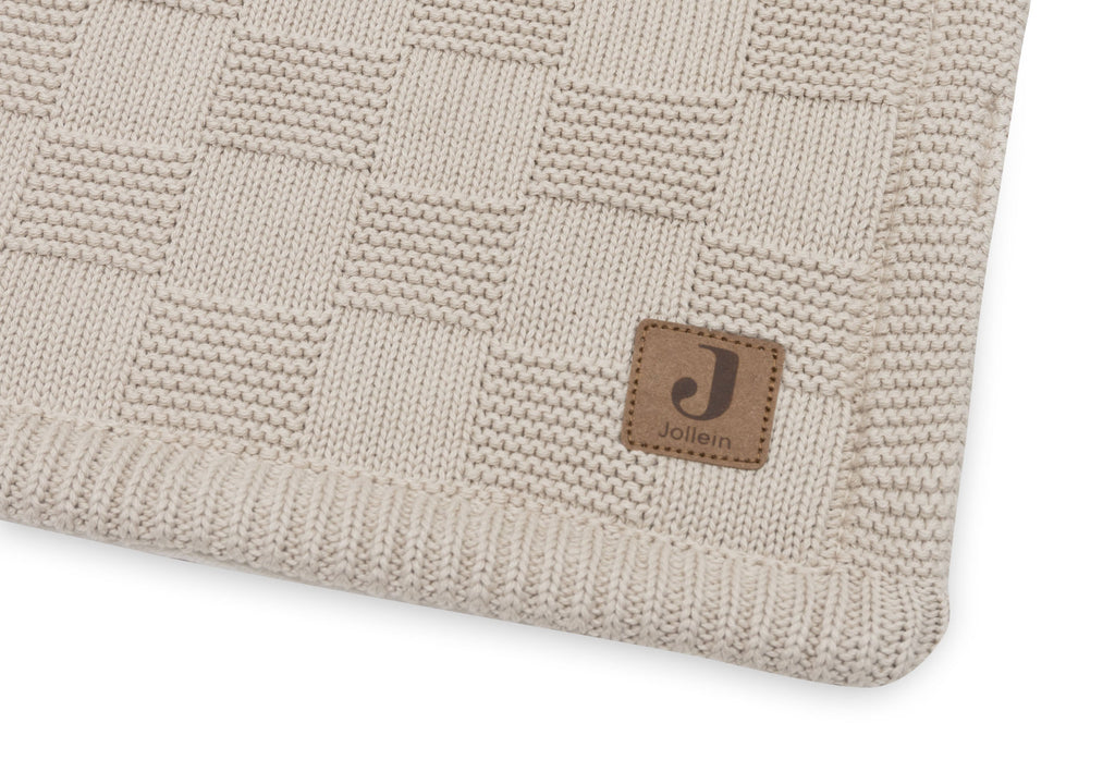 Jollein Blanket Cradle 75x100cm Box Knit | Warm Sand/Velvet | Gots