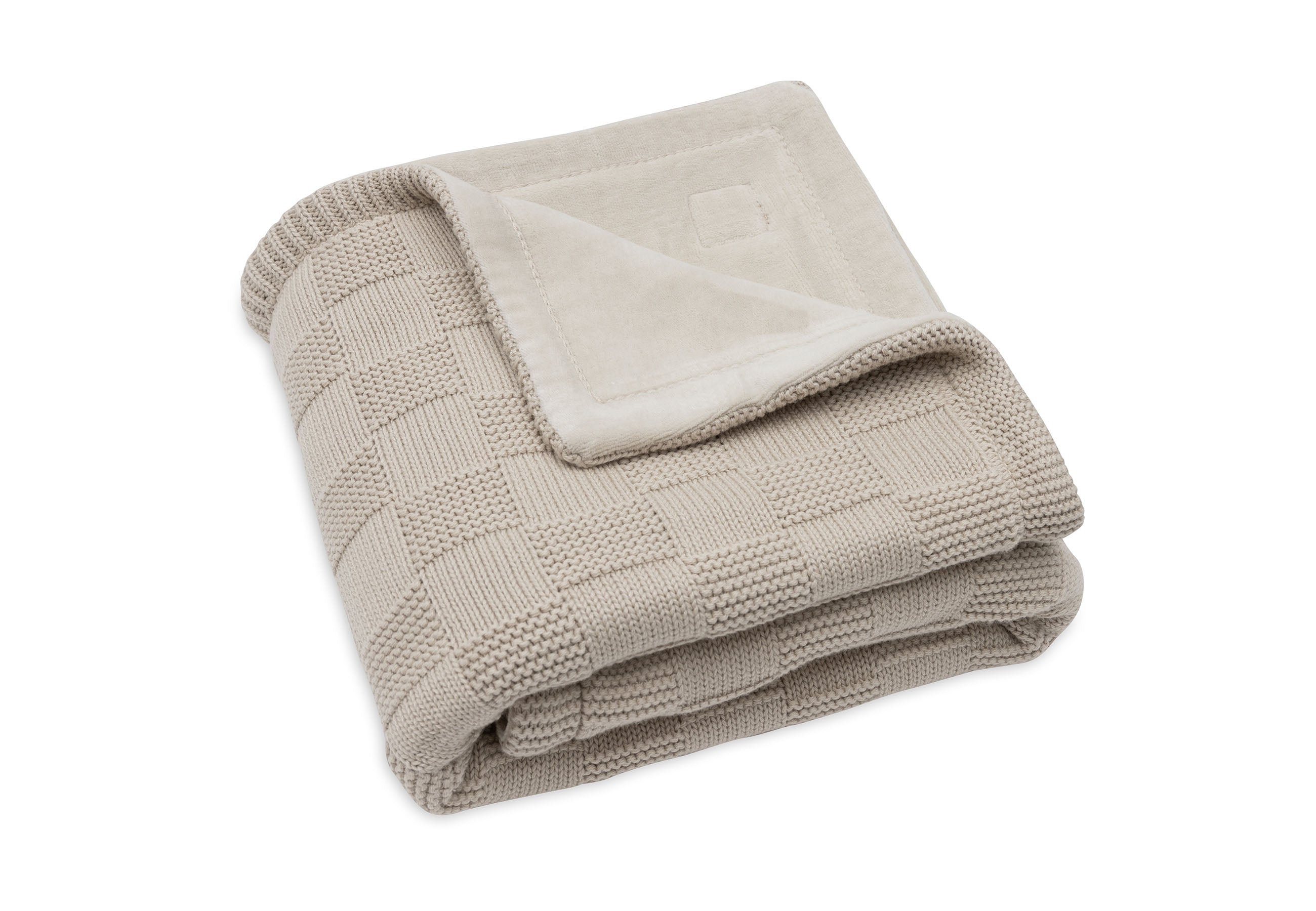 Jollein Blanket Cradle 75x100cm Box Knit | Warm Sand/Velvet | Gots