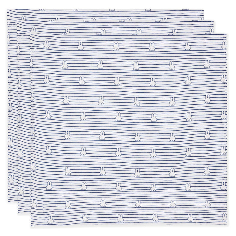Jollein Hydrophilic cloth Small 70x70cm | Miffy Stripe Navy (3pack)