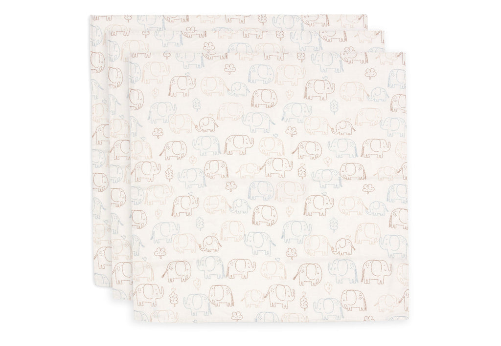Jollein Hydrophilous Cloth Small 70x70cm | Elephant Tales | 3 pcs