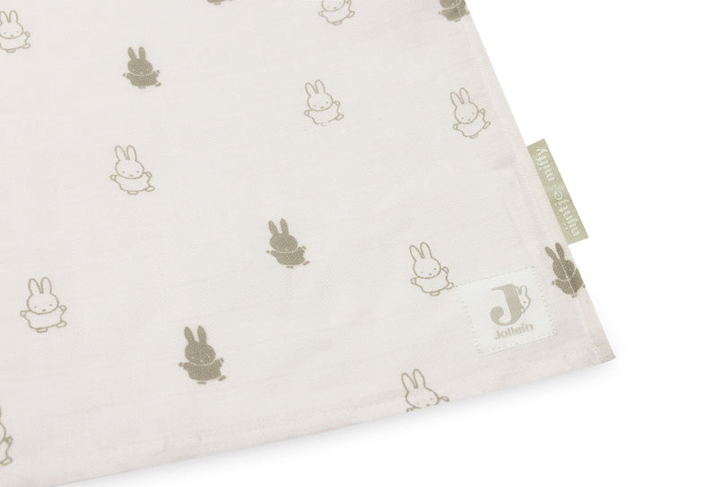 Jollein Hydrophilic cloth Large 115x115cm Happy Miffy | Olive Green | 2 pieces