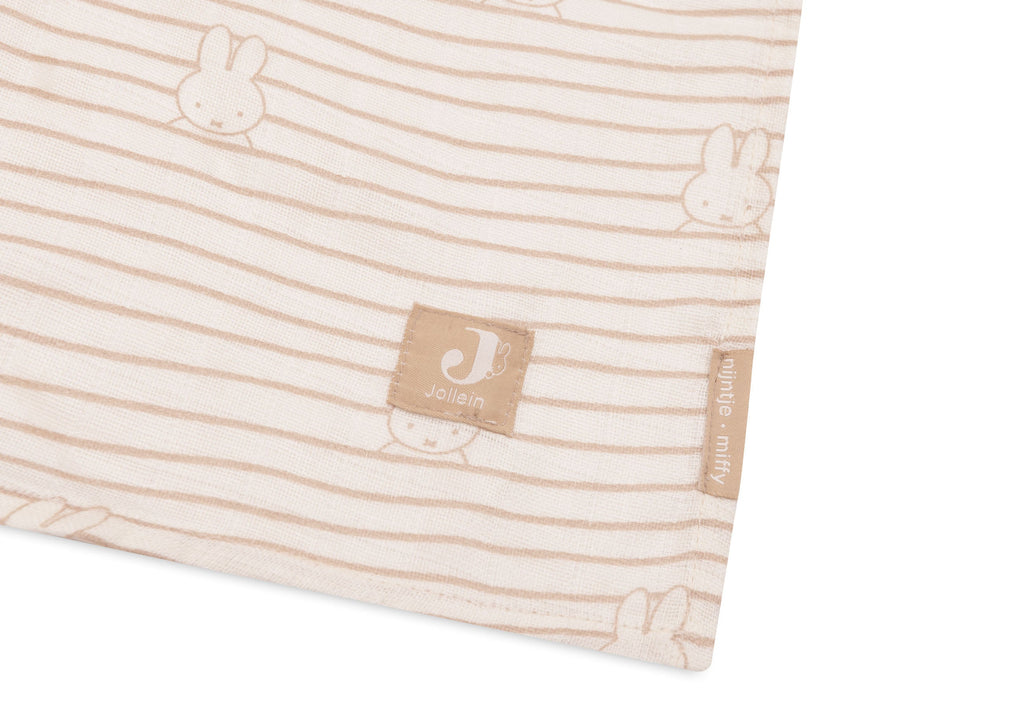 Jollein Hydrophilic cloth Large 115x115cm | Miffy Stripe BiscuIt (2pack)