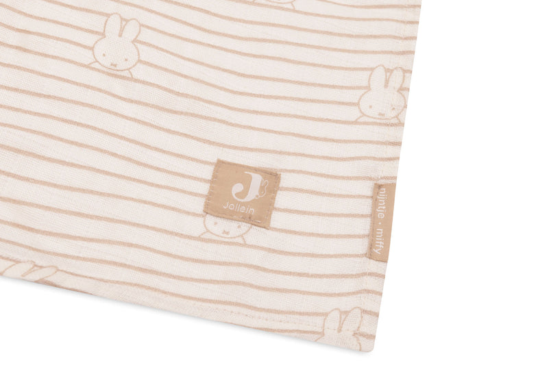 Jollein Hydrophilic cloth Large 115x115cm | Miffy Stripe BiscuIt (2pack)