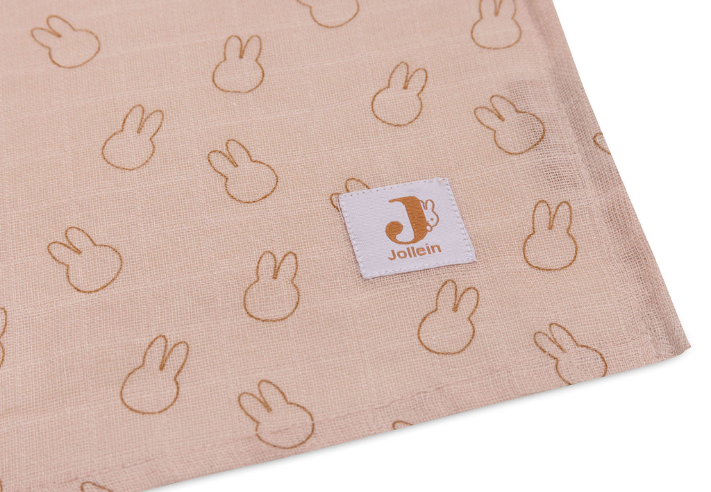 Jollein Hydrophilic Cloths 115x115cm Miffy Silhouettes Wild Rose (2p)