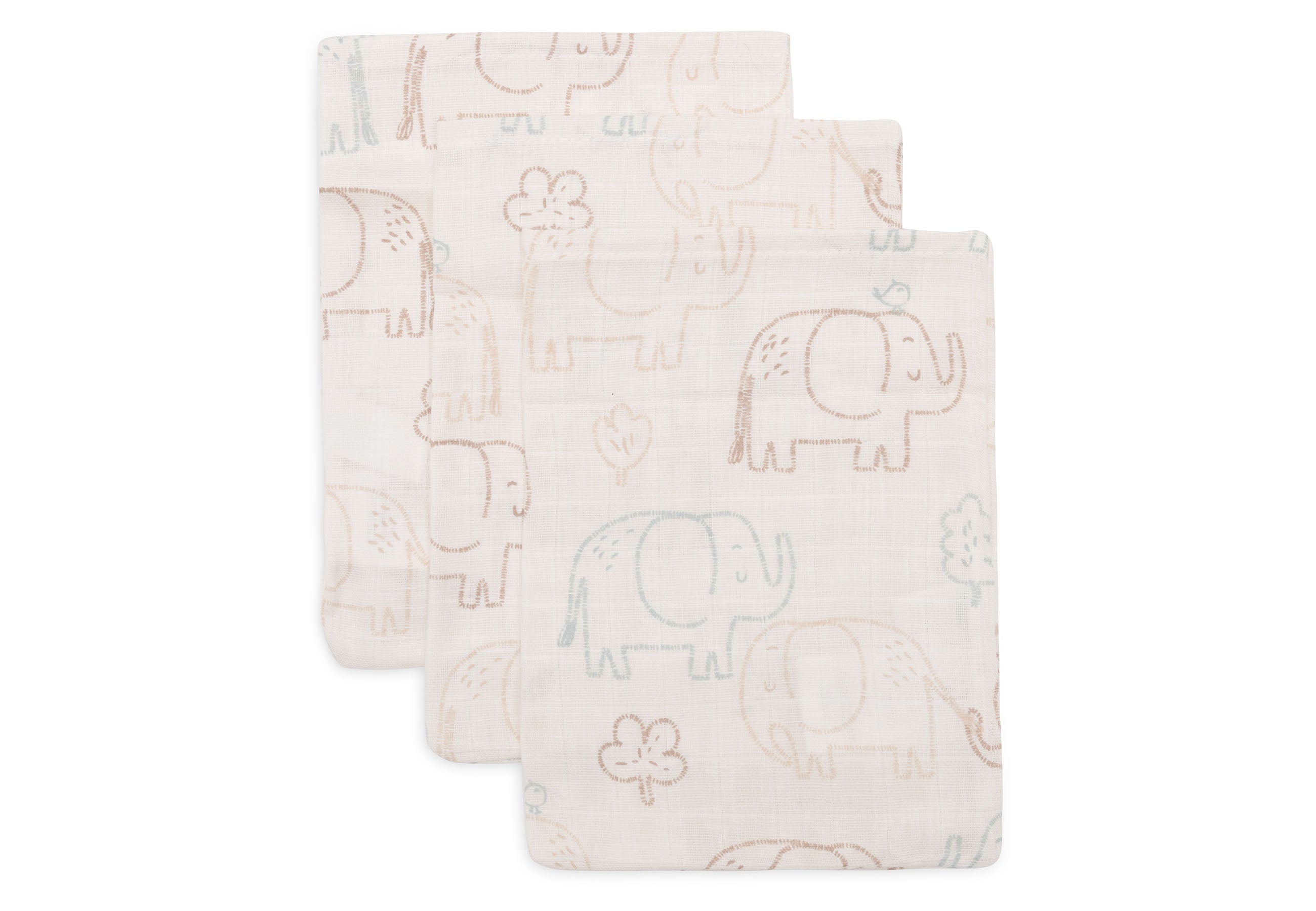 Jollein Hydrophilic Washcloth 15x20cm | Elephant Tales | 3 pcs