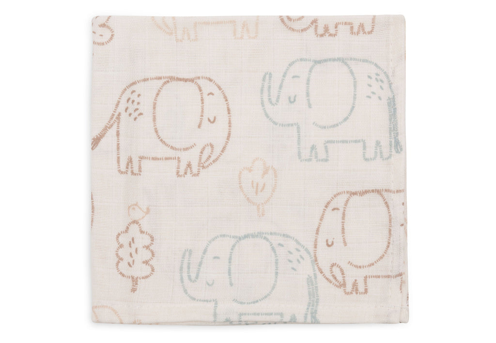 Jollein Muslin Mouth Cloth 31x31cm | Elephant Tales | 3 pcs