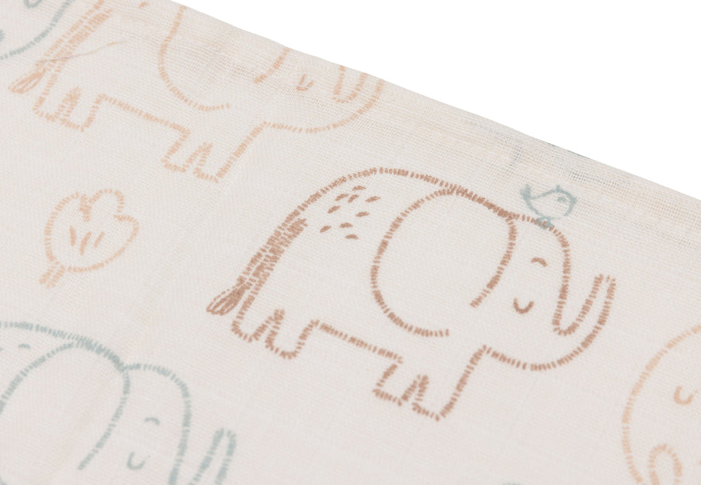Jollein Muslin Mouth Cloth 31x31cm | Elephant Tales | 3 pcs