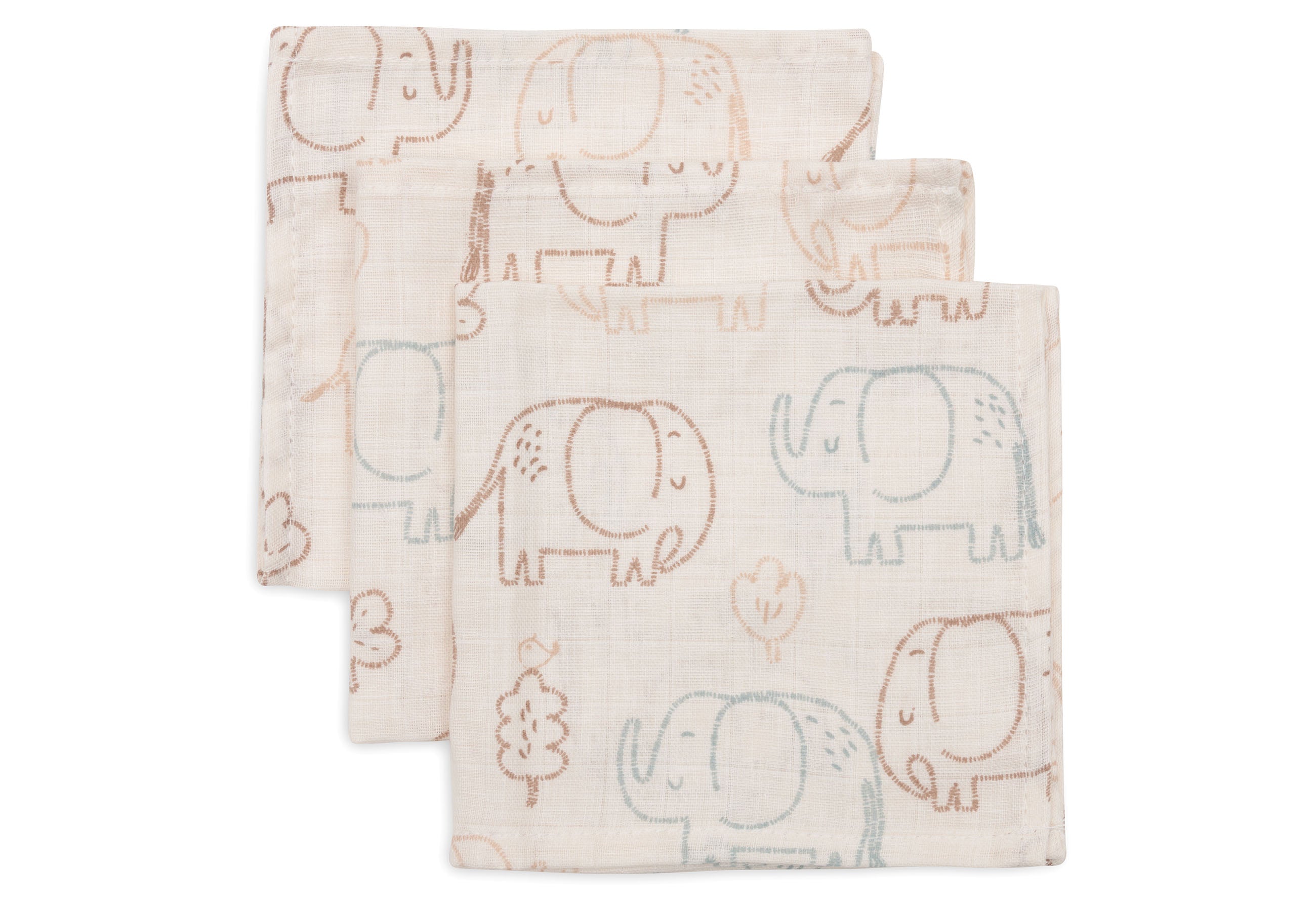 Jollein Muslin Mouth Cloth 31x31cm | Elephant Tales | 3 pcs