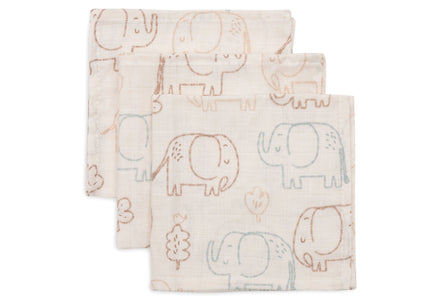 Jollein Muslin Mouth Cloth 31x31cm | Elephant Tales | 3 pcs