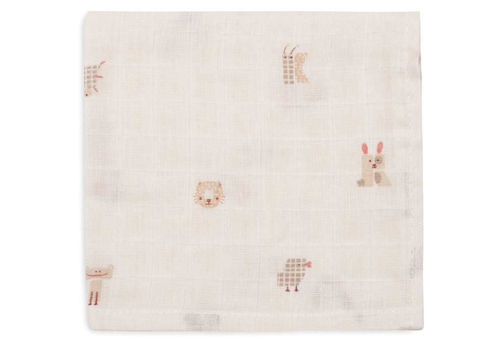 Jollein Muslin Mouth Cloth 31x31cm | Animal Friends 3-pack