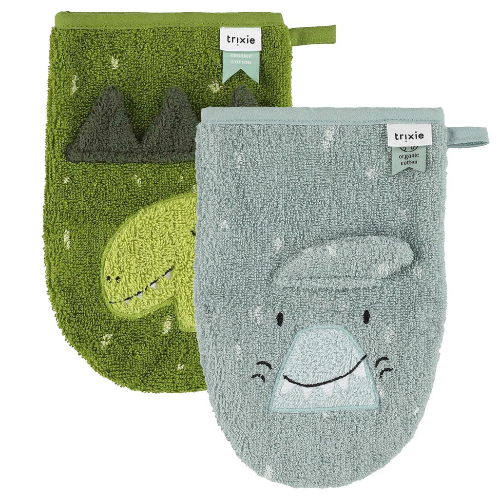 Trixie Washcloths 2-Pack | Mr. Shark Mr. Dino