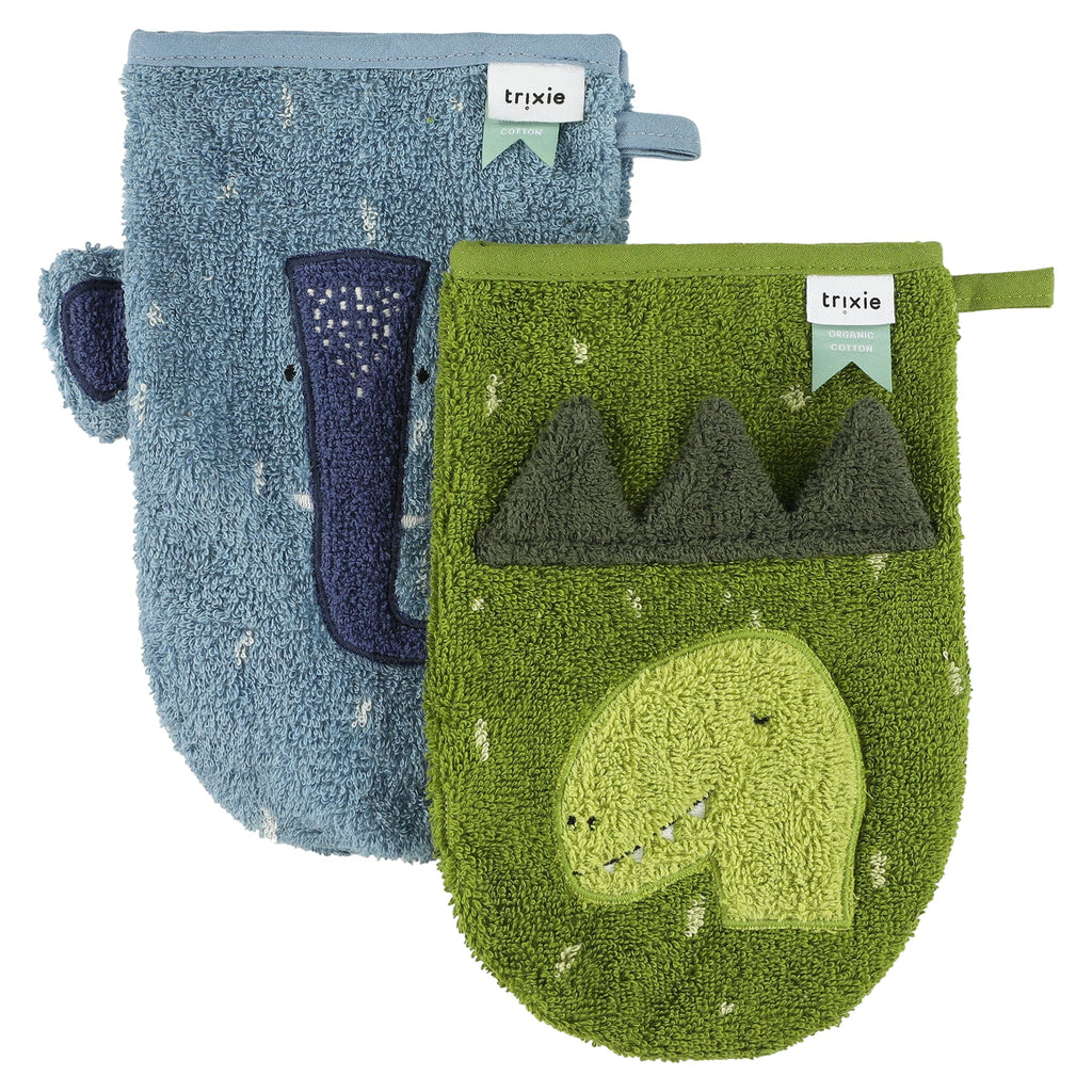 Trixie Washandje 2-Pack | Mr. Dino - Mrs. Elephant Mrs. Elephant