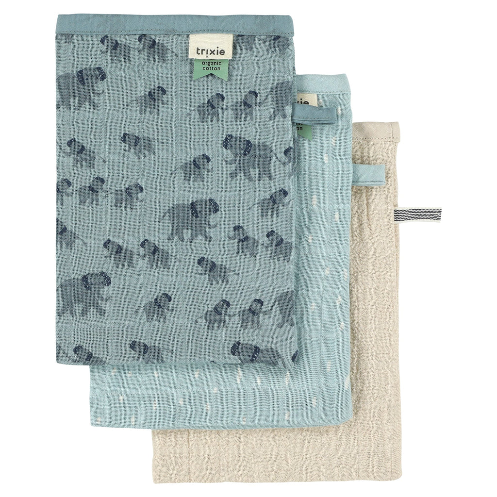 Trixie Tetra Washandjes 3-Pack Mix - Fierce Fox Enchanting Elephant