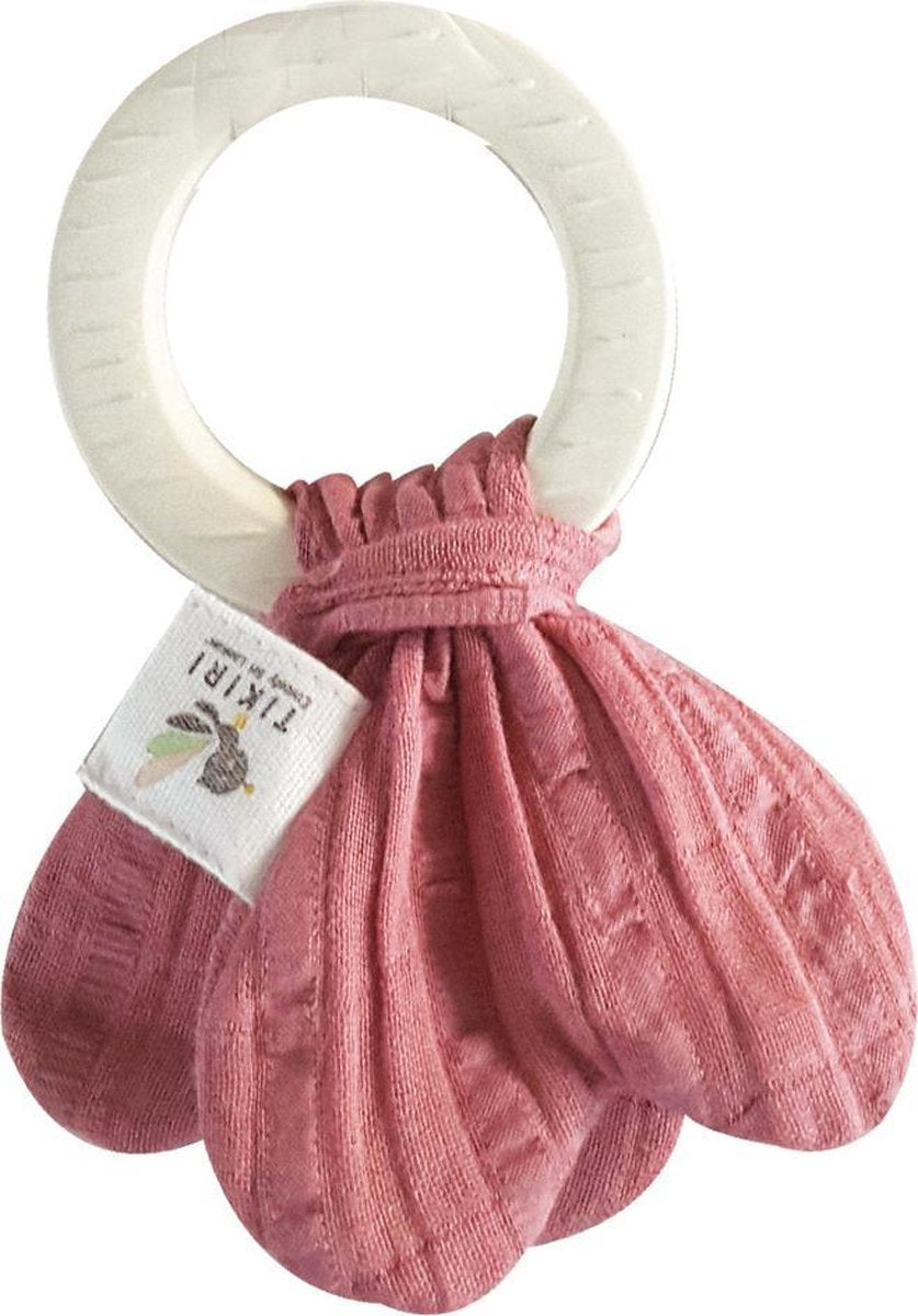 Tikiri Teether Toy with Muslin | Pink