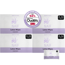 Naïf plastic -free lotion wipes set 8 x 54 pieces